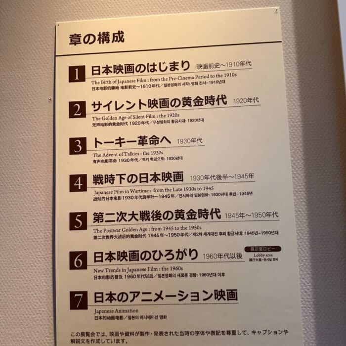 国立映画アーカイブ_展示の構成